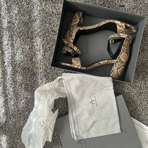 Aquatalia bronze, snakeskin, print women’s size 11 sandals worn one time